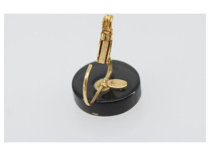 CHANEL Pierce Plastic Black Gold CC Auth 198813A Nero D'oro - vista 7