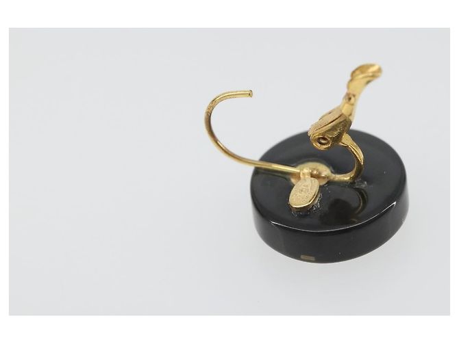 CHANEL Pierce Plastic Black Gold CC Auth 198813A Nero D'oro - vista 8