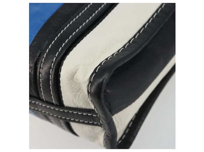 BALENCIAGA Bazaar Shopper XXS Bag Leather 2way Black Silver 513988 Auth 196682A Silvery - view 15
