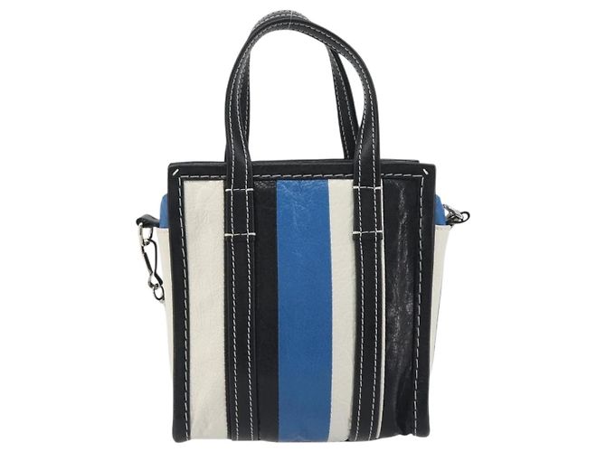 BALENCIAGA Bazaar Shopper XXS Bag Leather 2way Black Silver 513988 Auth 196682A Silvery - view 2
