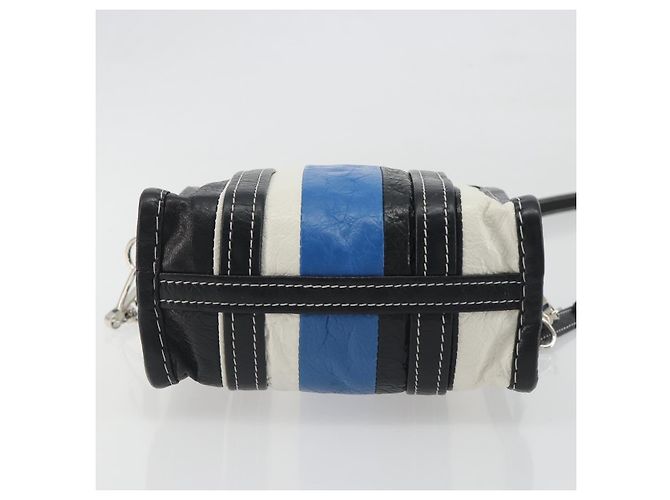 BALENCIAGA Bazaar Shopper XXS Bag Leather 2way Black Silver 513988 Auth 196682A Silvery - view 5