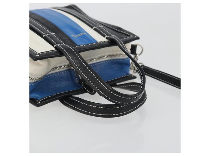 BALENCIAGA Bazaar Shopper XXS Bag Leather 2way Black Silver 513988 Auth 196682A Silvery - view 7