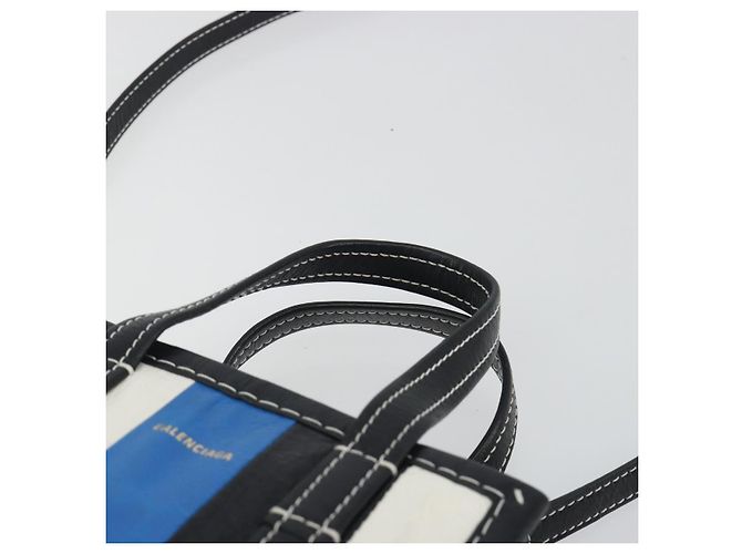 BALENCIAGA Bazaar Shopper XXS Bag Leather 2way Black Silver 513988 Auth 196682A Silvery - view 8