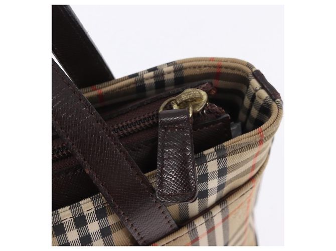 Borsa a mano BURBERRY Nova Check Canvas Beige Gold Auth 196637A D'oro - vista 10