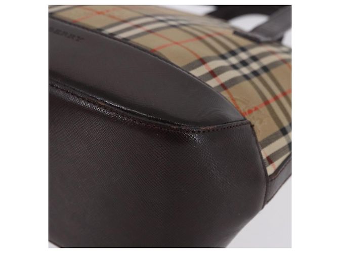 Borsa a mano BURBERRY Nova Check Canvas Beige Gold Auth 196637A D'oro - vista 14