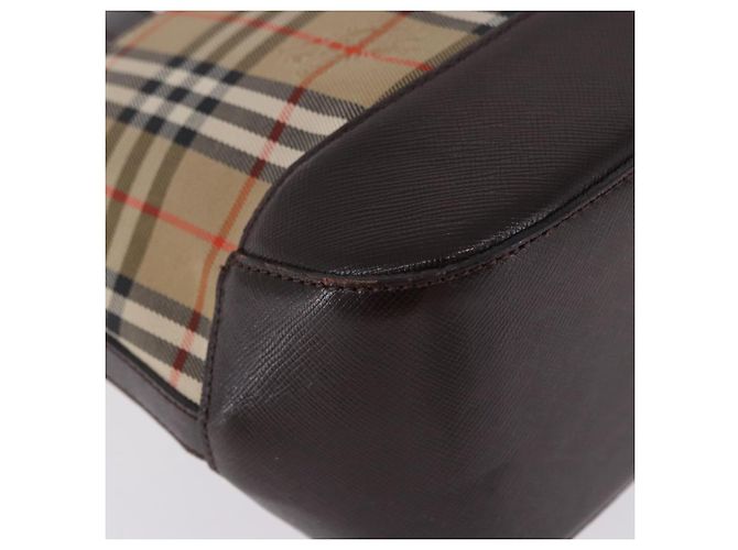 Borsa a mano BURBERRY Nova Check Canvas Beige Gold Auth 196637A D'oro - vista 15