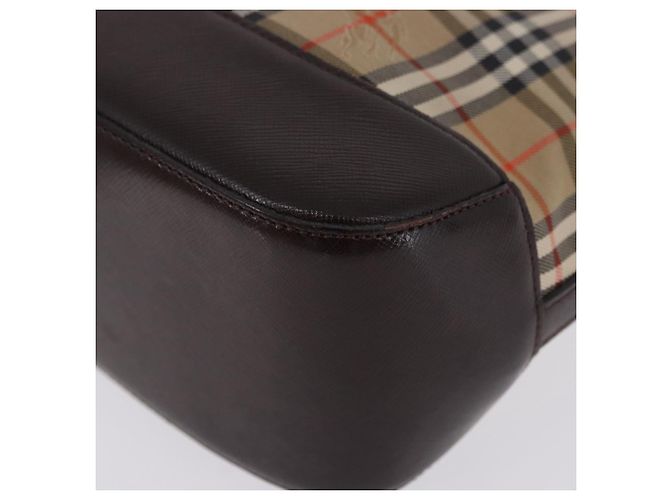 Borsa a mano BURBERRY Nova Check Canvas Beige Gold Auth 196637A D'oro - vista 16