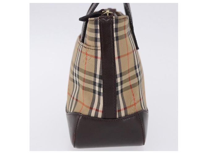 Borsa a mano BURBERRY Nova Check Canvas Beige Gold Auth 196637A D'oro - vista 4