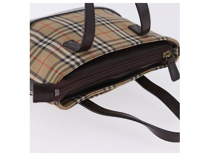 Borsa a mano BURBERRY Nova Check Canvas Beige Gold Auth 196637A D'oro - vista 6