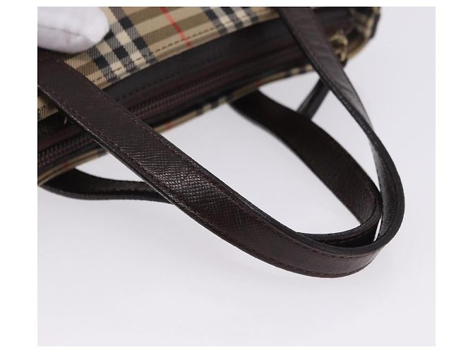 Borsa a mano BURBERRY Nova Check Canvas Beige Gold Auth 196637A D'oro - vista 7