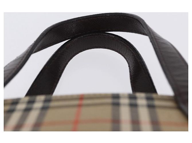 Borsa a mano BURBERRY Nova Check Canvas Beige Gold Auth 196637A D'oro - vista 8