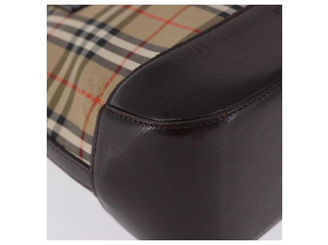 Borsa a mano BURBERRY Nova Check Canvas Beige Gold Auth 196637A D'oro - vista 9
