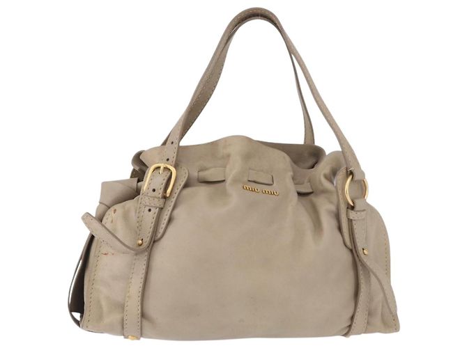 Borsa Tote Miu Miu in pelle beige tono oro Auth 198364A - vista 13