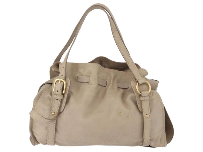 Borsa Tote Miu Miu in pelle beige tono oro Auth 198364A - vista 3
