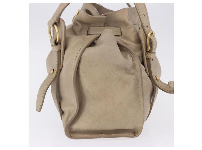 Borsa Tote Miu Miu in pelle beige tono oro Auth 198364A - vista 5