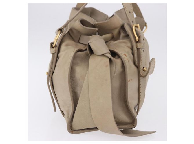 Borsa Tote Miu Miu in pelle beige tono oro Auth 198364A - vista 6