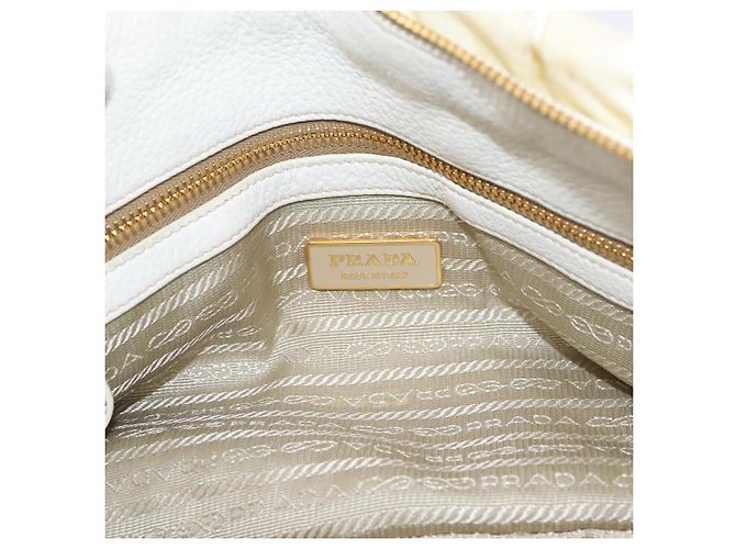 Borsa a mano arricciata PRADA Nylon 2way White Gold Tone Auth 198464 Bianco - vista 21