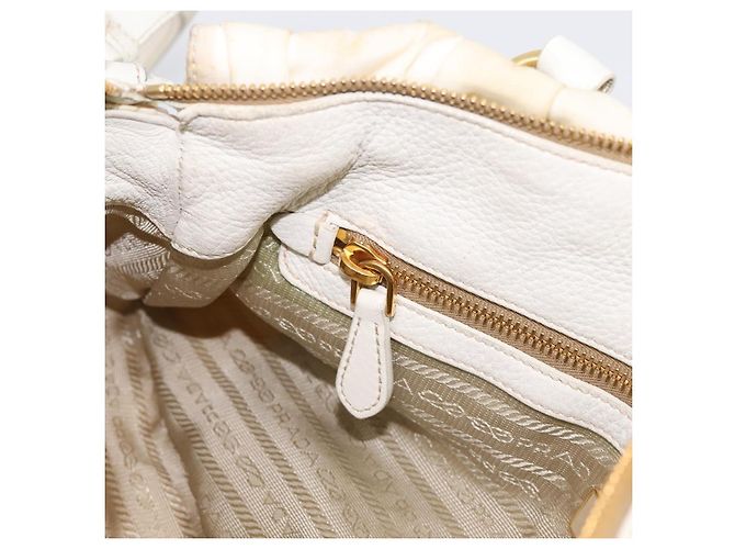 Borsa a mano arricciata PRADA Nylon 2way White Gold Tone Auth 198464 Bianco - vista 24