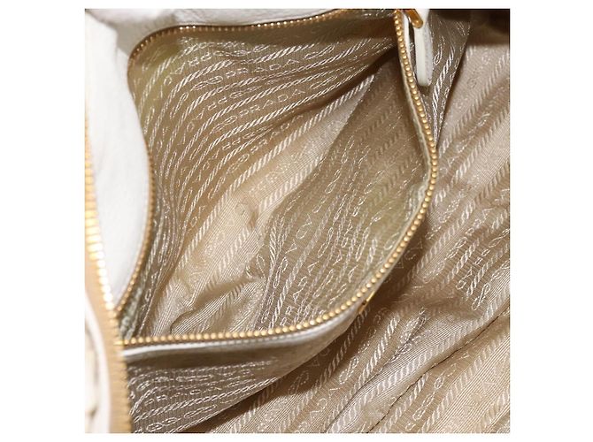 Borsa a mano arricciata PRADA Nylon 2way White Gold Tone Auth 198464 Bianco - vista 25