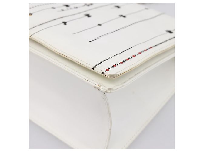 Borsa a tracolla con catena Christian Dior Diorama in pelle bianca e argento Auth 196404A Bianco - vista 10
