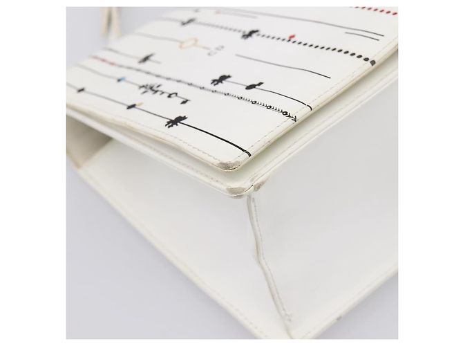 Borsa a tracolla con catena Christian Dior Diorama in pelle bianca e argento Auth 196404A Bianco - vista 11