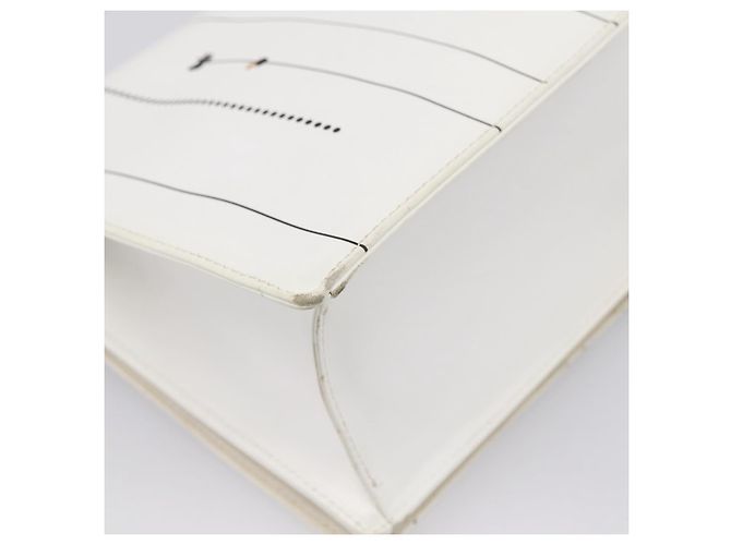 Borsa a tracolla con catena Christian Dior Diorama in pelle bianca e argento Auth 196404A Bianco - vista 13