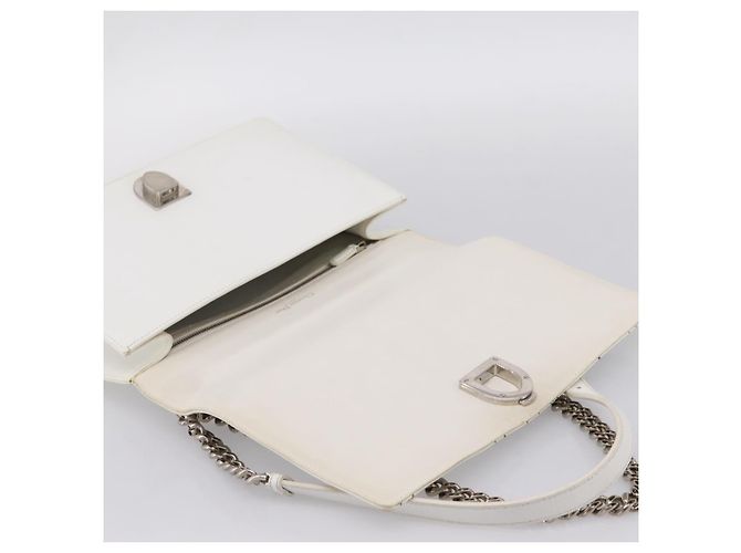 Borsa a tracolla con catena Christian Dior Diorama in pelle bianca e argento Auth 196404A Bianco - vista 14