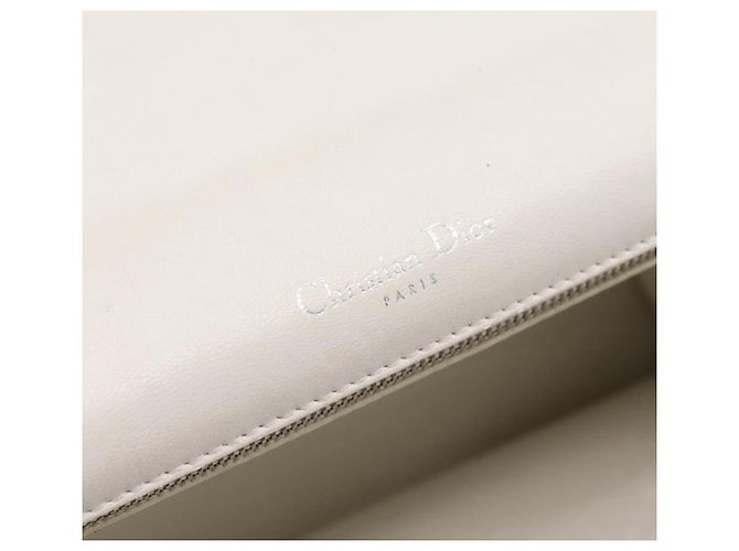 Borsa a tracolla con catena Christian Dior Diorama in pelle bianca e argento Auth 196404A Bianco - vista 15