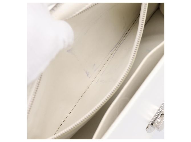 Borsa a tracolla con catena Christian Dior Diorama in pelle bianca e argento Auth 196404A Bianco - vista 20