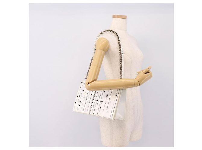 Borsa a tracolla con catena Christian Dior Diorama in pelle bianca e argento Auth 196404A Bianco - vista 23