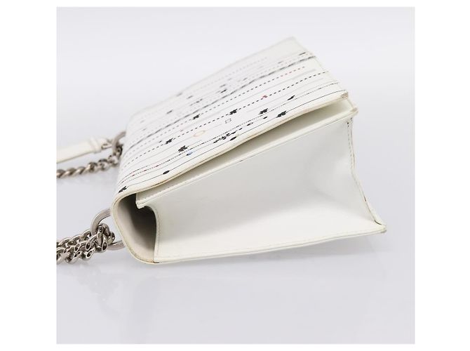 Borsa a tracolla con catena Christian Dior Diorama in pelle bianca e argento Auth 196404A Bianco - vista 4