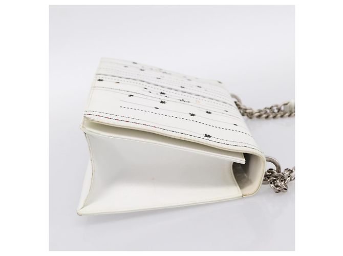 Borsa a tracolla con catena Christian Dior Diorama in pelle bianca e argento Auth 196404A Bianco - vista 5