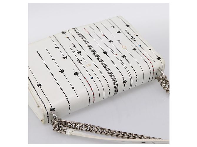 Borsa a tracolla con catena Christian Dior Diorama in pelle bianca e argento Auth 196404A Bianco - vista 6
