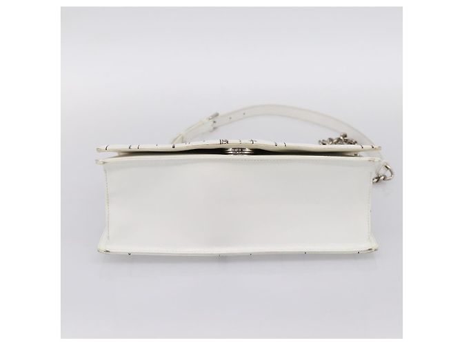 Borsa a tracolla con catena Christian Dior Diorama in pelle bianca e argento Auth 196404A Bianco - vista 9