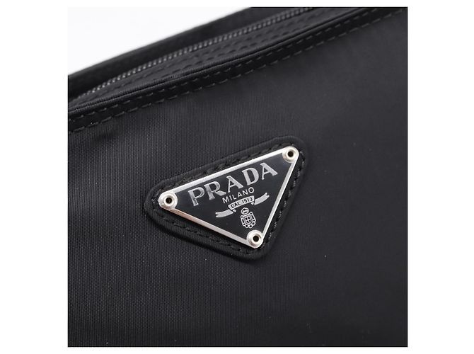 Borsa a tracolla PRADA in nylon nera argento B7338 Auth am12305V Nero - vista 18