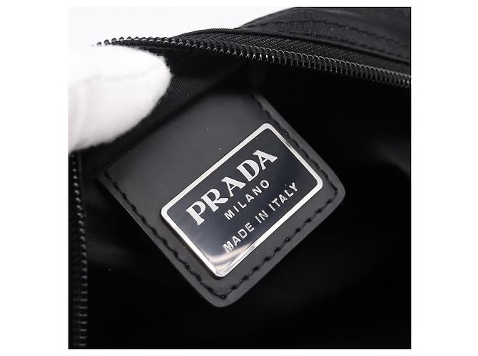 Borsa a tracolla PRADA in nylon nera argento B7338 Auth am12305V Nero - vista 19