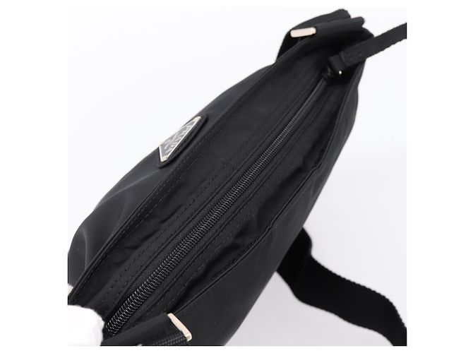 Borsa a tracolla PRADA in nylon nera argento B7338 Auth am12305V Nero - vista 6