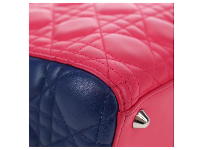 Borsa a mano Christian Dior Canage Lady Dior in pelle di agnello 2way Rosa Argento Auth 195537M - vista 12