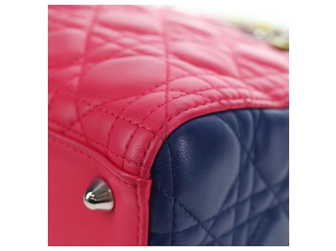 Borsa a mano Christian Dior Canage Lady Dior in pelle di agnello 2way Rosa Argento Auth 195537M - vista 13
