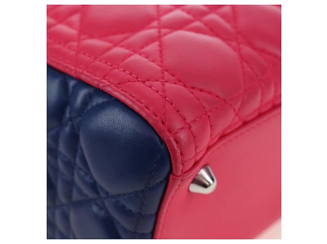 Borsa a mano Christian Dior Canage Lady Dior in pelle di agnello 2way Rosa Argento Auth 195537M - vista 14