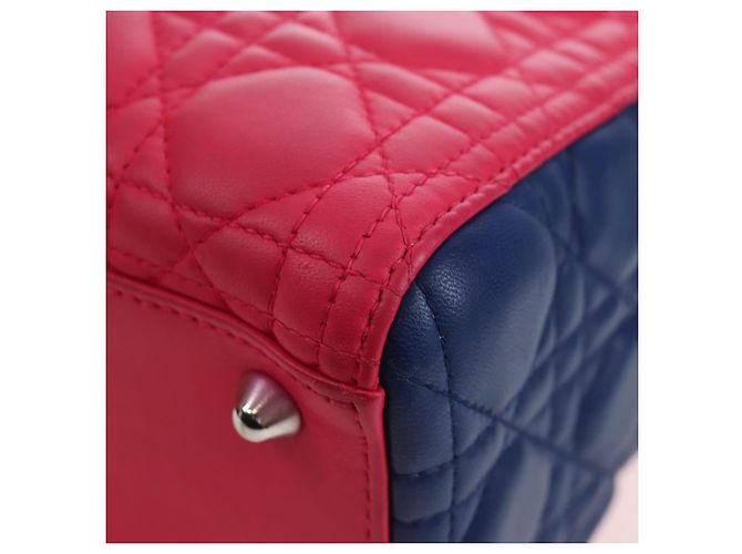 Borsa a mano Christian Dior Canage Lady Dior in pelle di agnello 2way Rosa Argento Auth 195537M - vista 15