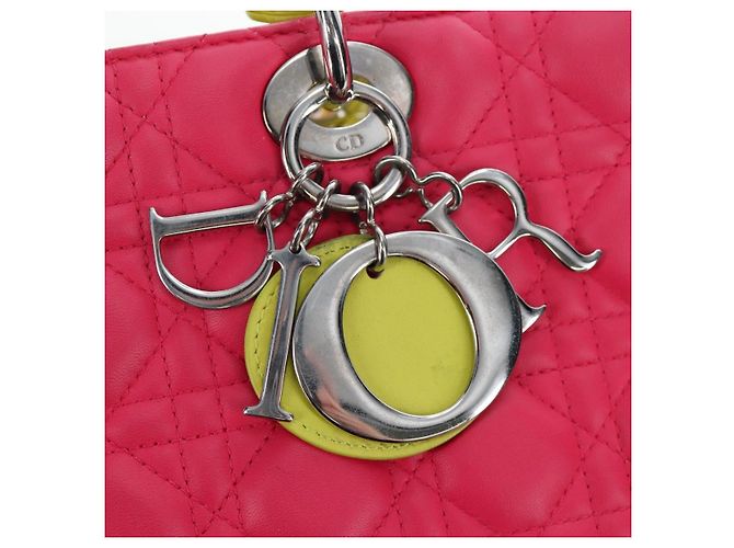 Borsa a mano Christian Dior Canage Lady Dior in pelle di agnello 2way Rosa Argento Auth 195537M - vista 16