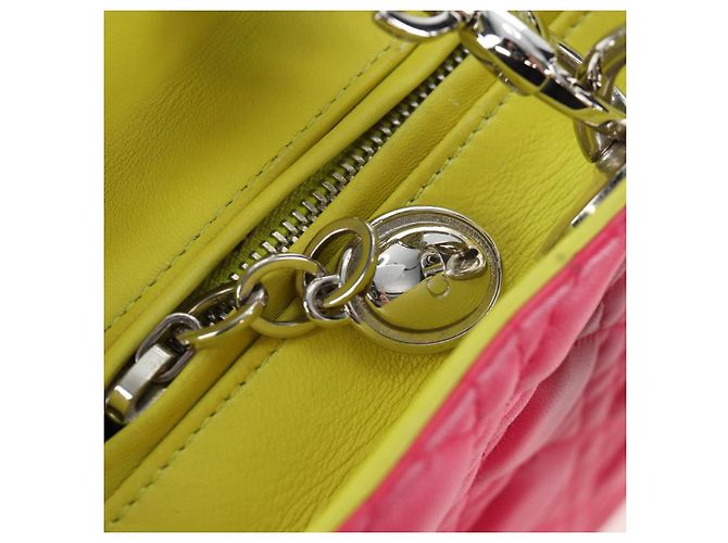 Borsa a mano Christian Dior Canage Lady Dior in pelle di agnello 2way Rosa Argento Auth 195537M - vista 19