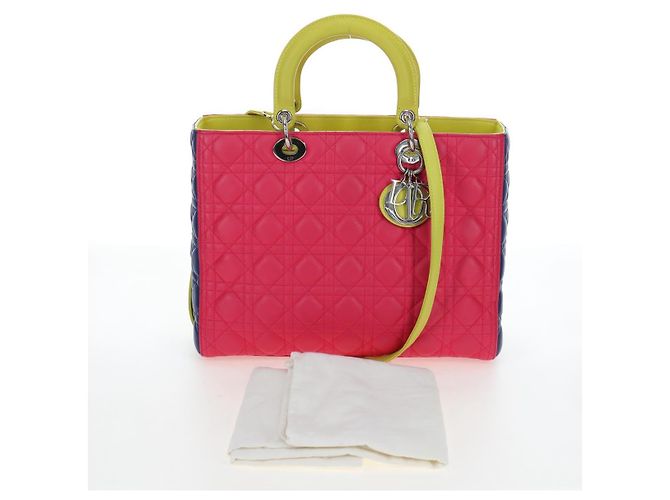 Borsa a mano Christian Dior Canage Lady Dior in pelle di agnello 2way Rosa Argento Auth 195537M - vista 28