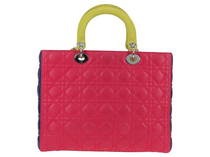 Borsa a mano Christian Dior Canage Lady Dior in pelle di agnello 2way Rosa Argento Auth 195537M - vista 3