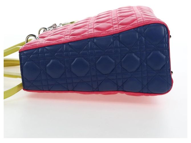 Borsa a mano Christian Dior Canage Lady Dior in pelle di agnello 2way Rosa Argento Auth 195537M - vista 4