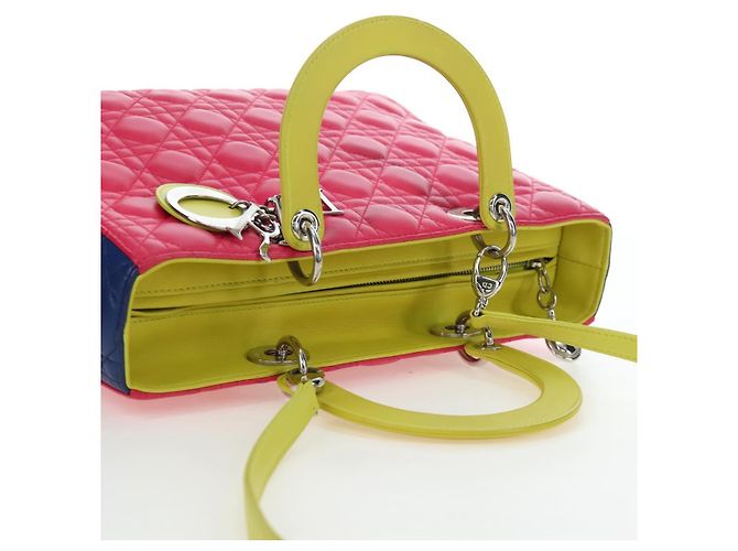 Borsa a mano Christian Dior Canage Lady Dior in pelle di agnello 2way Rosa Argento Auth 195537M - vista 6