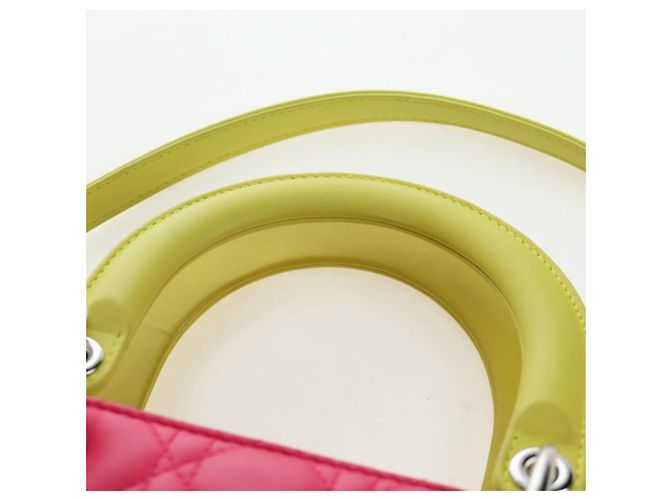 Borsa a mano Christian Dior Canage Lady Dior in pelle di agnello 2way Rosa Argento Auth 195537M - vista 8