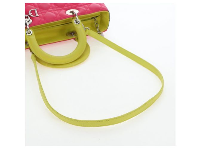 Borsa a mano Christian Dior Canage Lady Dior in pelle di agnello 2way Rosa Argento Auth 195537M - vista 9