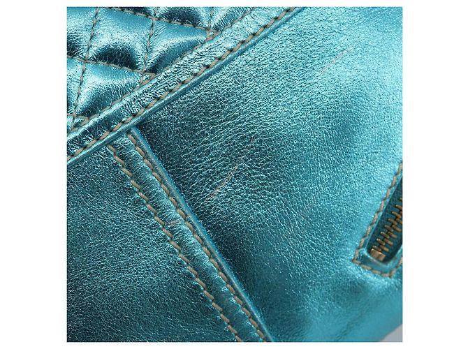 Céline CELINE Boogie Bag Handtasche aus Leder Blau Goldfarben Auth BA14792V - Ansicht 10